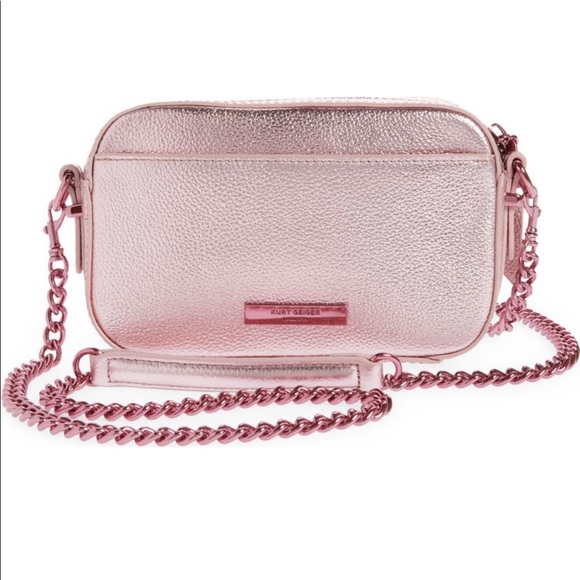 KURT GEIGER LONDON Kensington Small Patent Pink Rhinestone Leather Camera Bag - Picture 9 of 10
